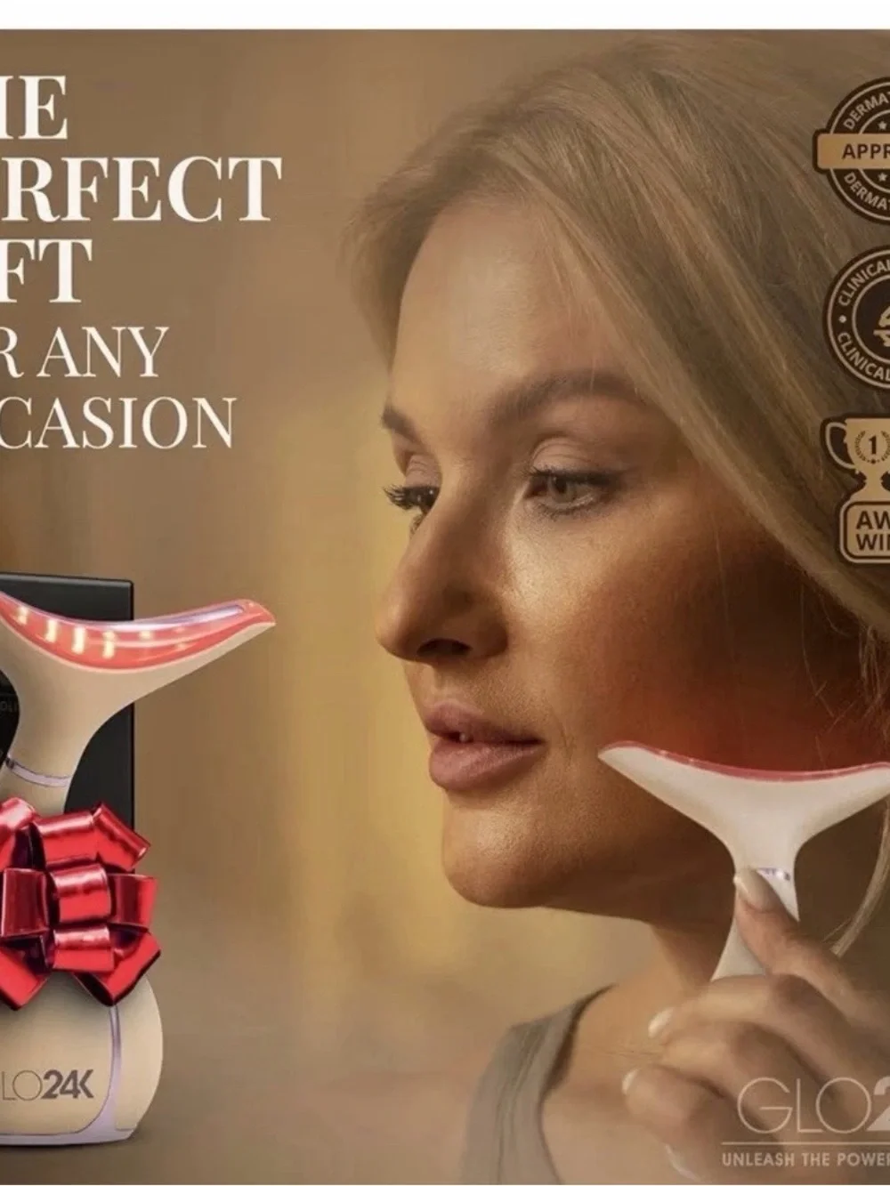 Rose Gold Neck & Face Massager with LED Therapy